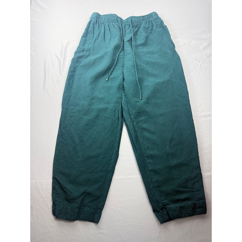 Oysho Linen Blend Lounge Pants Medium Turquoise Beachy Wide Leg